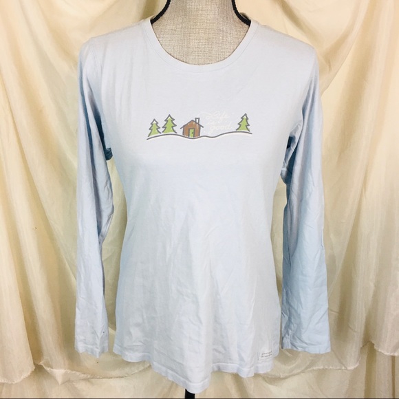 Life Is Good Tops - Y2K Life Is Good Size Medium M Long Sleeve Shirt Top 100% Cotton Light Blue